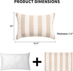 2 Pack Outdoor Throw Pillows 21x15 Inch Decorative Pillow Cushions with Insert for Patio Garden Porch, Khaki Stripe