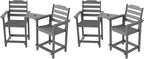 OTSUN Tall Adirondack Chairs Set of 4 with Connecting Tray, 24 inches HDPE Bar Height Outdoor Chairs, All Weather Resistant for Balcony, Porch, Kitchen (4 PCS, Grey)