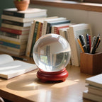 Crystal Ball, Glass Balls, Decorative Balls, Clear Crystal Ball with Wooden Stand, K9 Glass Ball for Home Decoration, Photography, FengShui,Fortune Teller Accessories (120mm)