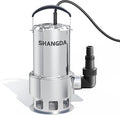 Sump Pump 1.6HP Submersible Water Pump 5500GPH Stainless Steel Electric Clean/Dirty Water Draining Transfer Pumps with Adapters for Pool Hot Tub Pond