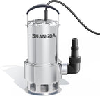 Sump Pump 1.6HP Submersible Water Pump 5500GPH Stainless Steel Electric Clean/Dirty Water Draining Transfer Pumps with Adapters for Pool Hot Tub Pond