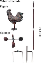 Metal Wind Spinner Rooster Décor Garden Statue 79" Antique Copper Chicken Yard Art Sculpture Outdoor Kinetic Garden Stake for Patio,Lawn,Country Cottage,Farm