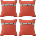 Outdoor Sunbrella Decorative Pillows with Triple Coconut Buttons Pack of 4, 16" x 16" Outdoor Pillow Set for Couch Bed Throw Patio Sofa, Canvas Melon/Cast Ash