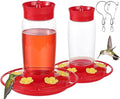 2-Pack Plastic Hummingbird Feeder - 22oz Leakproof Outdoor, 6 Bee-Proof Ports with Ant Moat, Wide Mouth Easy Clean, Hanging Hook for Trees or Decks