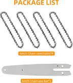 6 Inch Chainsaw Chain and Guide Bar, Replacement Chain Saw Bar and Chains for 6 inch Mini Cordless Electric Portable Handheld Chainsaw for Wood Cutting (4 Chains + 1 Bar)