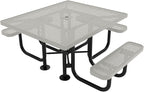 COATEDOUTDOORFURNITURE Heavy-Duty Portable ADA-Compliant Outdoor Picnic Table with Umbrella Hole, Punched Steel Patio Dining Furniture Made in America (46" Square Top, Textured Grey)