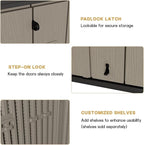 KINYING Outdoor Storage Cabinet Waterproof, 57 Cu.ft Resin Vertical Outdoor Storage Shed for Patio Furniture, Garden Tools, Pool Accessories, Mower Storage (Brown)