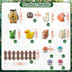 40Pcs Outdoor Miniature Fairy Garden Accessories Kit with Fairy House & Mini Resin Animals - Miniature Garden Decor Gifts for DIY Micro-Enthusiasts