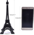 ESHATO Black Metal Eiffel Tower Statue, 7inch Decorative Figurine Replica Stand Holder for Cake Topper Table Decor Gift Party Home Decoration