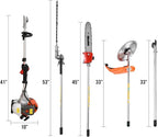 41.5cc Gas Hedge Trimmer Weed Eater 5 in 1 Multi Functional Trimming Tools Gas Weed Wacker Pole Saw for Tree Trimming Brush Cutter String Trimmer Lawn Edger