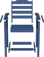 OTSUN Tall Adirondack Chairs Set of 2 with Connecting Tray, 24 inches HDPE Bar Height Outdoor Chairs, All Weather Resistant for Balcony, Porch, Kitchen (2 PC, Navy Blue)