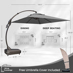 Grand patio 10x13 FT Cantilever Umbrella Outdoor Aluminum Rectangle Offset Umbrella Canopy with Base & Cover for Pool Garden (Gray, 10x13 FT)