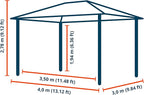 TOOLPORT Hardtop Gazebo 10x13 ft with Steel Roof - 4 Side Panels in Gray - Approx. 3.54x3.54 in Aluminium Poles