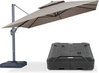 PURPLE LEAF 12 FT Cantilever Patio Umbrella Outdoor Umbrella with 330lbs Base Large Square Windproof Offset Umbrella for Pool Deck Garden, Ash Mocha