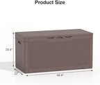 Patiolife 100 Gallon Resin Deck Box, Large Outdoor Storage Box for Garden Tools, Pool Supplies, Waterproof and Lockable, Dark Brown