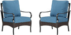 Sophia & William Extra Large Outdoor Patio Sofa Chairs Set 2 PCS Heavy-Duty Porch Furniture with High Back & Deep Seating Area, 5.5" Thicken Cushions for Deck, Lawn, Outside (Navy)
