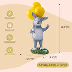 WHIMSYNOOK 11.8" Resin Rabbit with Balloon Solar LED Garden Statue Light, Ideal for Porch, Lawn, Yard, Housewarming, or Birthday Gifts for Mom, Family, and Bunny Lovers