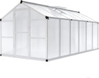 GarveeLife 8x12 ft Greenhouse, Large Aluminum Greenhouses for Outdoors, Heavy Duty Polycarbonate Greenhouse with Roof Vent, Walk-in Green houses for Winter Garden, Backyard, Patio, Lawn, Easy Assembly