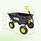 Garden Dump Cart, Heavy-Duty Utility Wagon with 1200 lbs Capacity, 6 Cu Ft Bed, 12.6" Pneumatic Tires, 180° Pivot Steering for Yard, Lawn, and Beach Use