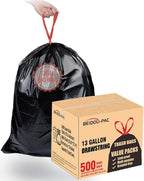 13 Gallon Trash Bags Drawstring, 500 Count Bulk Value Pack, Black & Unscented Garbage Bags, Multi-purpose Tall Kitchen Trash Bags Can Liners for Business Home Commercial and Industrial