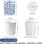 VOK 4 Gallon Trash Bags Drawstring, Printed Small Garbage Bags with Secure Tie, Tear-Resistant & Leakproof Design for Bathroom/Bedroom, Decorative Odor-Control Trash Can Liners, 160 Counts