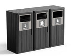 ROJIK 35" Tall Outdoor Trash Can,Weatherproof Resin Garbage Indoor Durable Lightweight,Suitable for Patio Office Kitchen,Easy to Clean,Assemble(Waste&Recycle&Composter, Black)