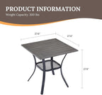 VICLLAX Small Square Outdoor Patio Table, All Weather Metal Outdoor Dining Table for Lawn Garden, 27.5"x 27.5" Patio Table for Outside, Grey Wood-Like Tabletop