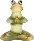 Topadorn Ceramic Yoga Frog Statue, Frog Sitting Sculptures for Office, Garden Decorative Ornaments