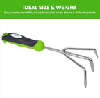Garden Guru Hand Cultivator - Stainless Steel Hand Rake Soil Tiller with Ergonomic Handle, Great for Gardening, Cultivating, Loosening and Weeding (2 Pack)