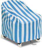 Adirondack Chair Covers Waterproof, Patio Chair Covers, Water Resistant Outdoor Furniture Protection, Heavy Duty With Air Vents, 30W 33D 33H Inches, Blue and White Stripe Pattern