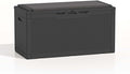 Patiolife 100 Gallon Resin Deck Box with Cushion, Large Outdoor Storage Box for Garden Tools, Pool Supplies, Waterproof and Lockable, Black