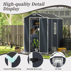 4x8 FT Resin Outdoor Storage Shed with Floor and Window, Outside Waterproof Plastic Garden Sheds w/Lockable Door & Vents, All-Weather Tool House for Patio, Backyard, Lawn, Dark Gray