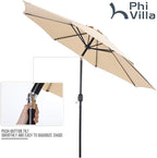 PHI VILLA Outdoor Patio Dining Set with 9 Ft Umbrella for 4, 4 Outdoor Patio Reclining Folding Sling Grey Chairs with Armrest & 1 Square Metal Patio Dining Table with 1.57" Umbrella Hole