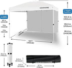 OASISHOME Pop-up Portable Outdoor Canopy Tent 10'x10' Instant Gazebo, with 1 Sidewall, Carry Bag, Stakes, Ropes, for Outdoor/Beach/Patio/Wedding Parties and Commercial Events (10FTx10FT, White)