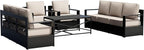 Outdoor Patio Furniture Set, 5-Piece Aluminum Patio Conversation Set All-Weather Metal Outdoor Sectional with 6 Inch Thick Cushions, Deep Setting for Garden, Outside and Porch