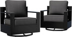 Aluminum Outdoor Swivel Rocker Patio Chairs Set of 2, All-Weather Metal Outdoor Chair with 6 Inch Thick Cushions, Deep Setting for Garden, Outside and Porch