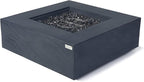 Elementi+ | Roraima Gas Fire Pit Cast Concrete 40" Square Fire Table, Outdoor Fire Pit Electronic Ignition | Canvas Cover, Fire Glass and Burner Lid Included | Dark Gray | Natural Gas