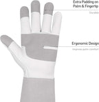 HANDLANDY Long Gardening Gloves for Men & Women, Thorn Proof Rose Pruning Gloves Leather Gauntlets Garden Glove Yard Work Glove (Medium, Grey)