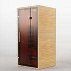 Full Spectrum Infrared Sauna for 1 Person, Upgraded WiFi Control Indoor Canadian Hemlock Wood Home Spa Saunas, Red Light Therapy, Speaker, Oxygen bar, Reading & 7-Color Light, 1350 W, US Instock 110V