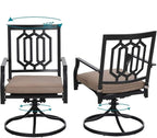 PHI VILLA Outdoor Metal Swivel Chairs Set of 6 Patio Dining Rocker Chair with Cushion Furniture Set for Garden Backyard Bistro, Black