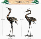 Shorayn Metal Crane Garden Statue, Garden Sculptures & Statues, Bronze Crane Ornaments Yard Art for Backyard Patio Lawn Decorations