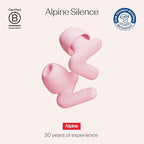 Alpine Silence Earplugs for Sleep, Focus & Travel - V-Shape Snug Fit & Soft Oval Tips – 4 Sizes XS/S/M/L - Comfortable, Reusable Hearing Protection - 22dB – Pink