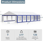 GREEN PARTY 20x40FT Party Tent Heavy Duty, Large Wedding Event Shelters with 7 Carry Bags & Removable Sidewalls, Outdoor Canopy Gazebo Commercial Tents for Parties Carport Camping Garden Patio