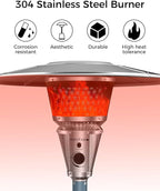 50,000 BTU Patio Heater for Outdoor Use With Adjustable Heat Focusing Top, Portable Propane Patio Heater with Wheels, Stainless Steel Burner for Porch Deck Garden (Grey)