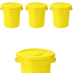 20 Gallon Trash Can With Lid Round Ingredient Storage Containers Recycling Bin Kitchen Garbage Can Office Garbage Can Trash Barrel Plastic Barrel Yard Waste Bin Outdoor Trashcan (4, Yellow)