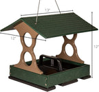 JCS Wildlife Medium Poly Fly-Thru Bird Feeder w/Removable Seed Tray - Holds 4 Cups of Bird Seed to Attract Cardinals, Chickadees, and More Backyard Birds (Green)