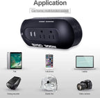 300W Power Inverter 12V DC to 110V AC Car Adapter with 4.8A Dual USB Ports and AC Outlets, Portable Compact Power Converter for Laptop, Phone, Tablet, RV, Camping(Black)