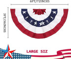 3 x 6 Ft American Pleated Fan Flag, USA Patriotic Half Fan Bunting Flag, 4th of July Decorations Flags (Set of 3)
