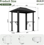 Aoxun Grill Hardtop Gazebo 5 x 8 FT, Outdoor Metal Hard Top Gazebo, Permanent BBQ Pavilion with Galvanized Steel Roof, Aluminum Pavilion with Shelves for Lawn, Garden, Patio, Backyard (Dark)