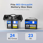WattCycle 12V 100Ah LiFePO4 Lithium Battery 3 Pack - BCI Group 24, 15000 Cycles, Built-in 100A BMS, Low-Temperature Protection - Ideal for RVs, Golf Cart, Home Energy Storage, Marine (3 Pack)